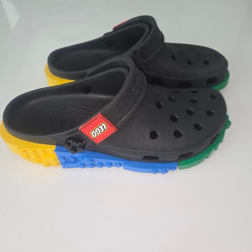 Crocs x LEGO Classic Clogs Mens Black Multi Color Building Block Shoes